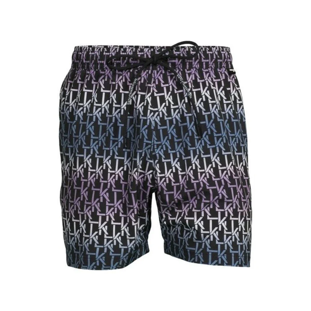 Karl Lagerfeld Paris Swim Trunks Men's 2XL Black Ombre Printed Stretch FTS983